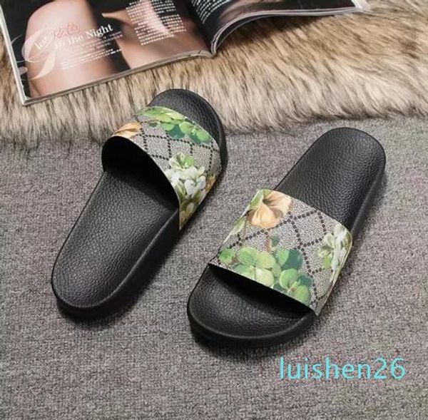 luxury designer mens womens summer rubber sandals beach slide fashion scuffs slippers indoor shoes at26, Black